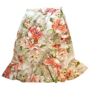 Alfred Dunner | Mermaid Hem Midi Skirt | Floral & Lace design | Size 10